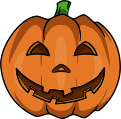Cartoon Smiling Halloween Pumpkin Jack O Lantern Illustration Drawing