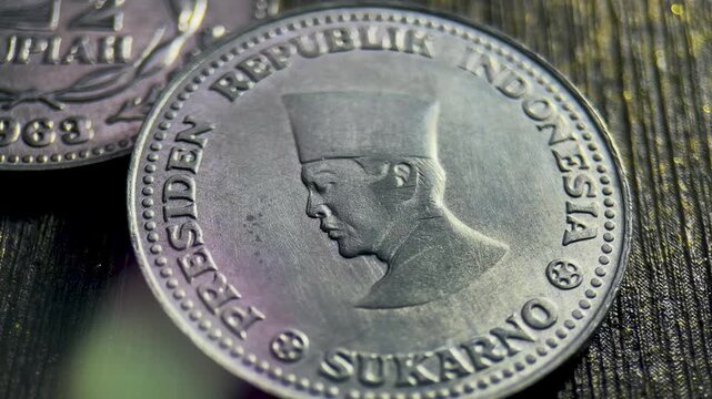 Sukarno pattern coin 1963 indonesian coin showing sukarnos profile a vintage piece of history.
