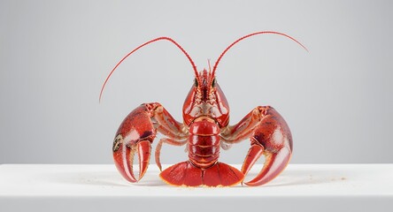 Red Crayfish, Close-Up Studio Shot, Seafood, Crustacean, Aquatic Animal, Food Photography, Gourmet, Red Shell, Claws, Antennae, Underwater Creature, Ocean Life, Marine Animal, Wildlife, Animal Ph