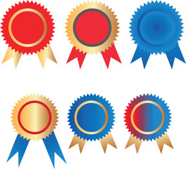 Set of colorful award ribbons and seals vector illustration for prizes medals and certificates
