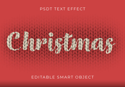 Beige And Red Knitted Sweater Christmas Text Effect Yarn Wool Font