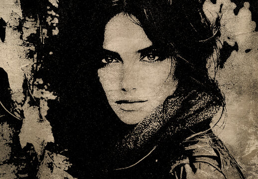 Black And Sepia Grunge Risograph Noise Photo Effect