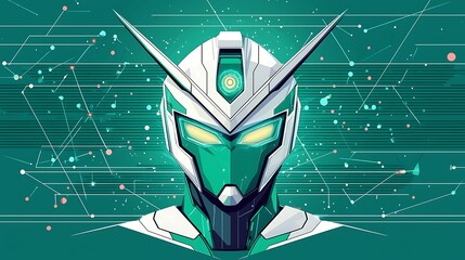 Futuristic Robot Head for Digital Art.