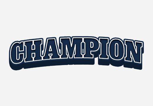 Navy Blue Athletic Font Champion Varsity Bold Text Effect