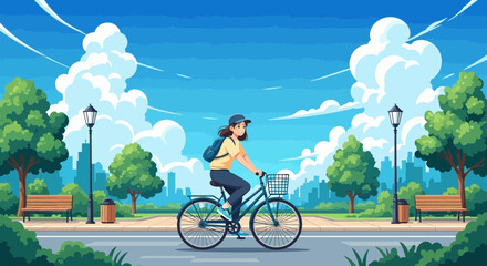 Fototapeta premium woman riding a bike