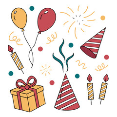 Obraz premium Party set with balloons and gifts