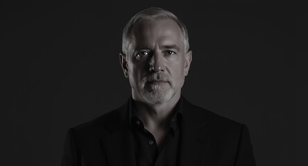 Fototapeta premium Studio Portrait of a Mature Man in a Suit, Serious Expression