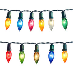 Two rows of colorful Christmas lights