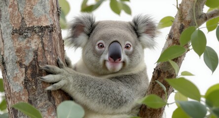 Obraz premium Adorable Koala Bear in a Tree, Close Up Wildlife Photography, Cute Animal Portrait