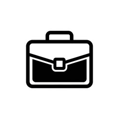 Black briefcase presents documents centrally aligned icon