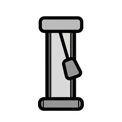 Tilted pendulum swings indoor graphic illustration