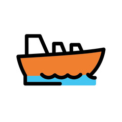 Stylized boat floats blue water calm seas graphic