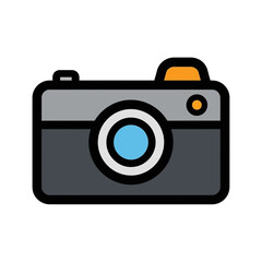 Simple camera icon captures image on white background