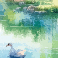 Various oil paintings, flowers, roses, peonies, lakes, swans, landscapes, waterfalls, chrysanthemums