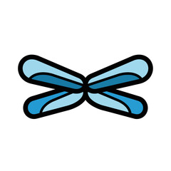 Blue shape intersects dynamically on clean backdrop flatlay