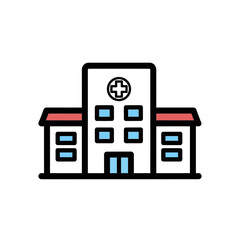 Hospital building stands front medical care scene graphic