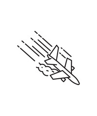 airplane crash icon, vector best line icon.