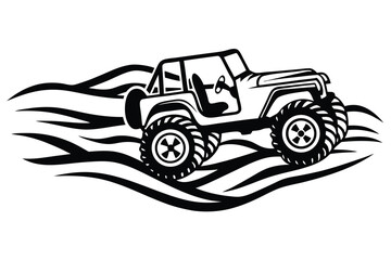 Classic Car Design Jeep with Red Accent on White Background
