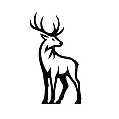 Fototapeta premium Majestic Black and White Stag Illustration