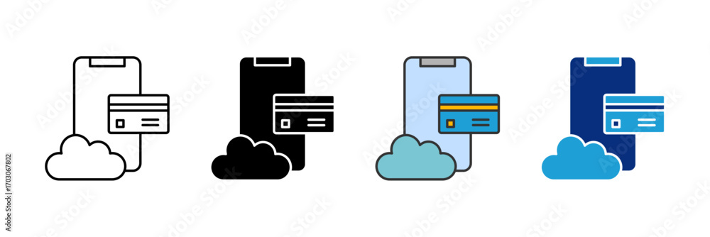 Poster virtual card icon set multiple style collection