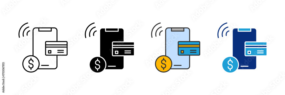 Aufkleber nfc payment icon set multiple style collection