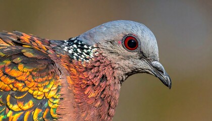 Close-up of a colorful pigeon