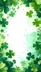 Vibrant green shamrock and clover border for St Patricks Day celebration.