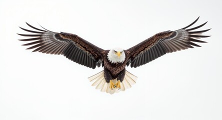 Obraz premium Majestic Bald Eagle in Flight, Wings Spread Wide, Powerful Bird of Prey, Wildlife Photography