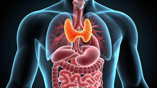 3D Rendering of Human Internal Organs with Thyroid Gland.