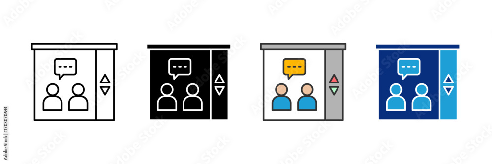 Poster elevator pitch icon set multiple style collection