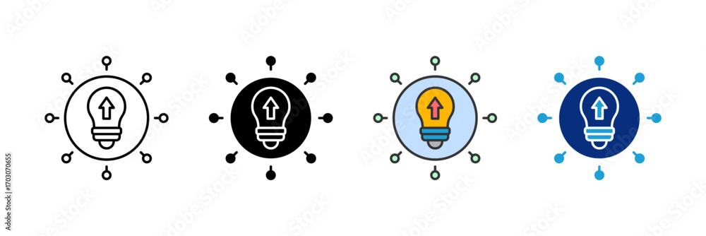 Poster startup hub icon set multiple style collection