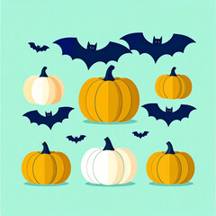 halloween background with bat pumpkins