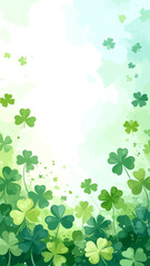 Fototapeta premium vibrant green clover leaves, close up, clover pattern, shamrock design, nature background.