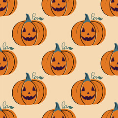 Cute Spooky Pumpkin Seamless Pattern