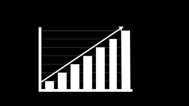 Animation of a business info graphics with rising arrow and bar. colorful background. rs_ 1560