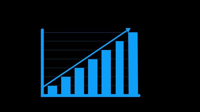 Animation of a business info graphics with rising arrow and bar. colorful background. rs_ 1560