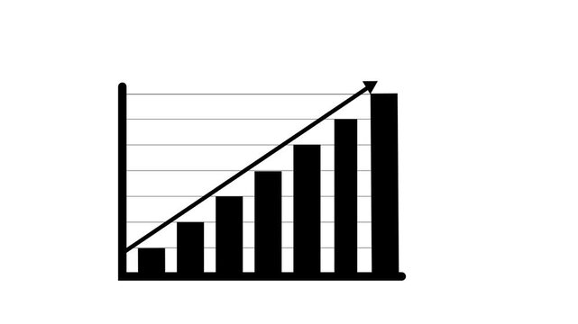 Animation of a business info graphics with rising arrow and bar. colorful background. rs_ 1560