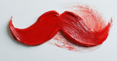 Abstract red paint stroke, mustache shape