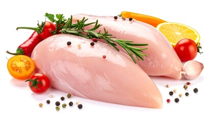 Fresh chicken breasts with vegetables