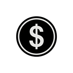 Obraz premium Dollar sign icon simple flat vector glyph isolated on white background for finance and business applications