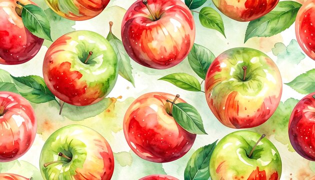 Watercolor apples pattern