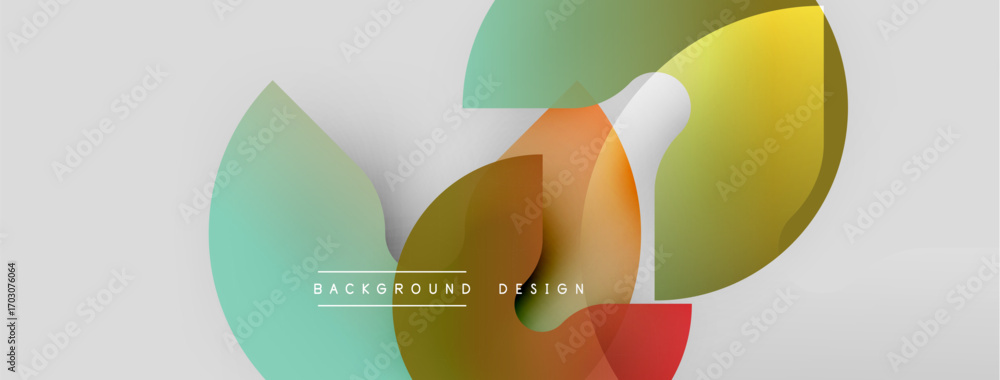 Poster abstract geometric shapes overlap. gradient colors create modern visual effect. minimalist design su