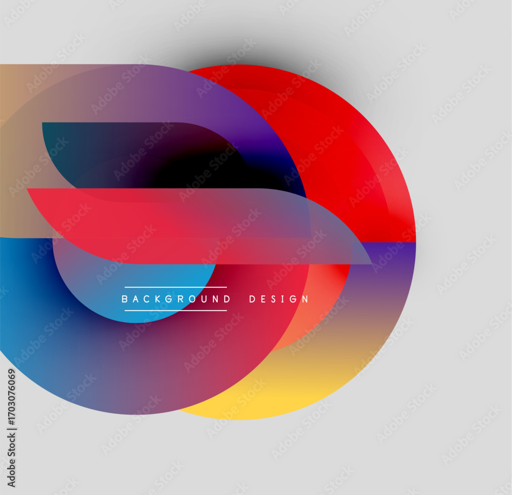 Aufkleber abstract colorful shapes overlap. gradient hues blend, creating dynamic visual effect. modern design