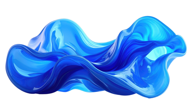 Abstract, fluid, vibrant blue shape