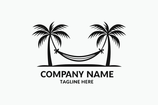 Palm Tree Hammock Design on White Background for Company Name