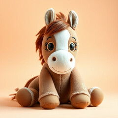 Fototapeta premium Cute Plush Toy Horse Character for 2026 Year of the Horse Zodiac, Soft Fabric Mascot