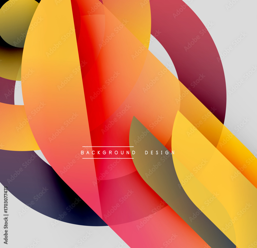 Aufkleber abstract shapes overlap, creating vibrant gradients. warm colors dominate, with hints of cool tones.