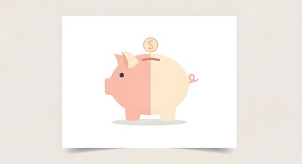 A pink piggy bank with a coin on top, symbolizing savings and financial security.