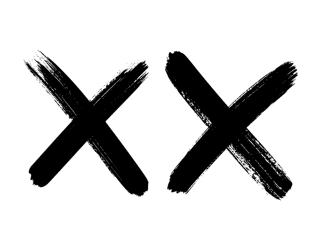Two overlapping, thick, hand-drawn X's against a black background