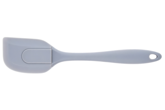 Flexible gray silicone spatula for cooking and baking tasks isolated on a transparent background